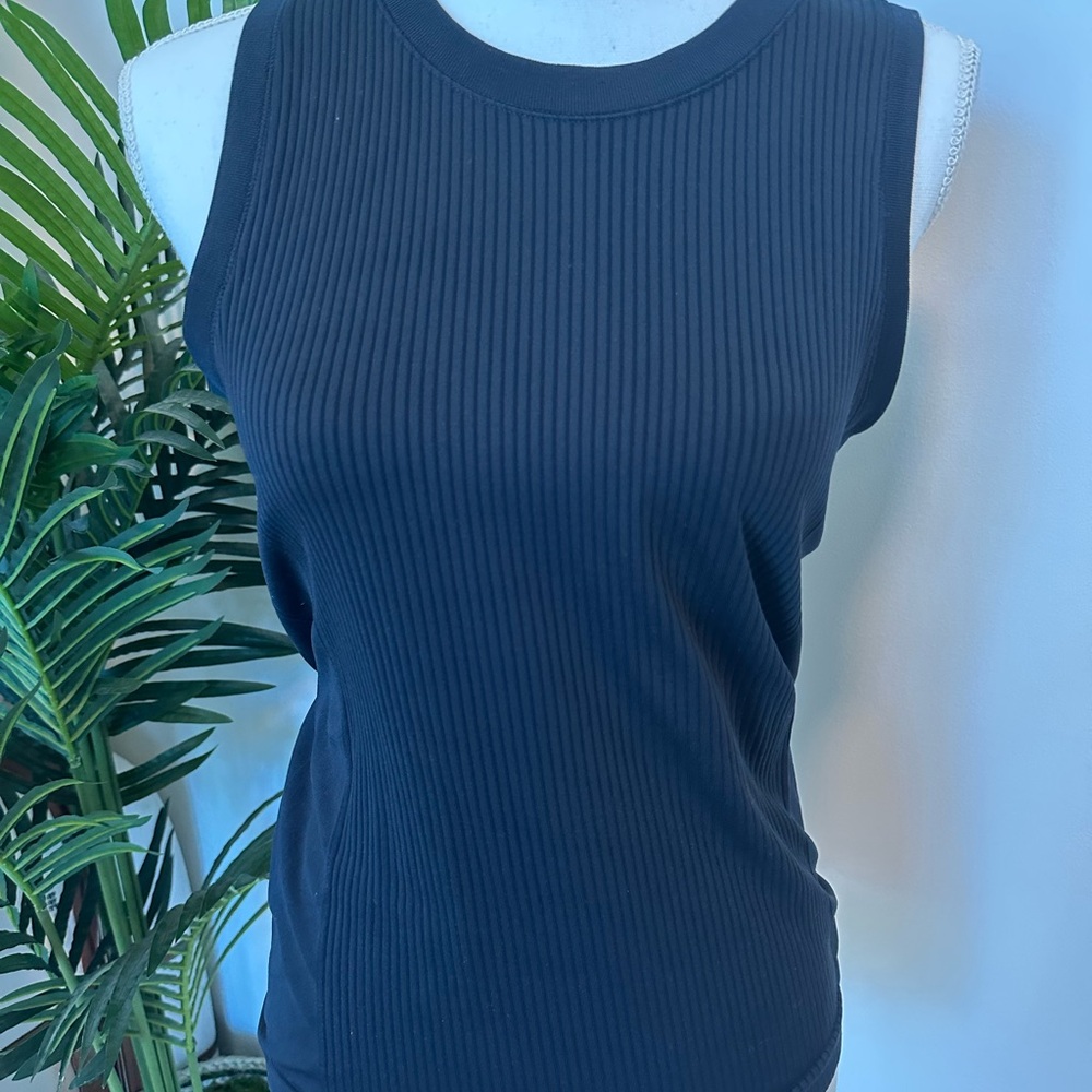 Navy Ribbed Sleeveless Top